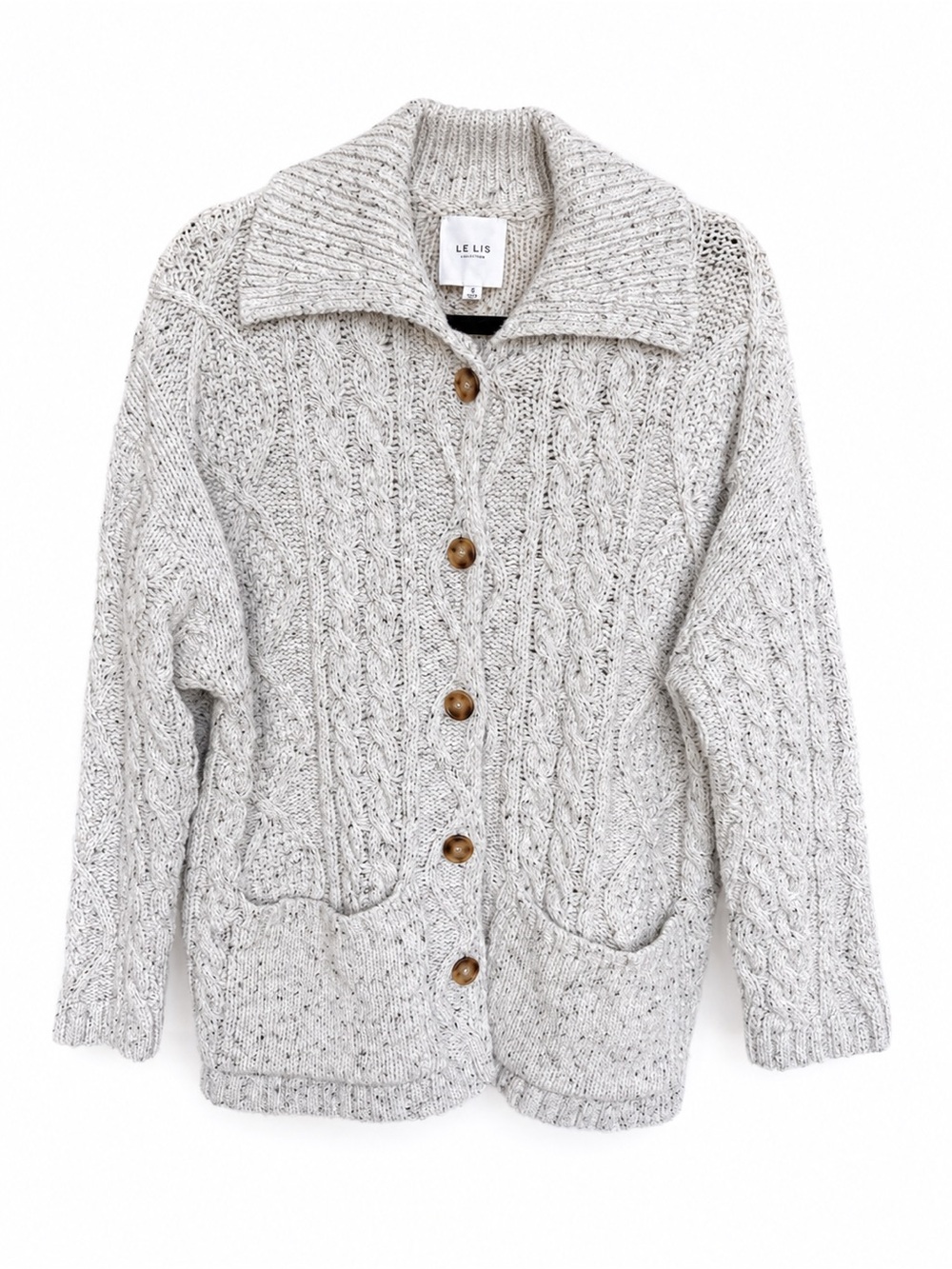 Women’s Oversized Fisherman Cardigan size S Button Front Sweater Coastal